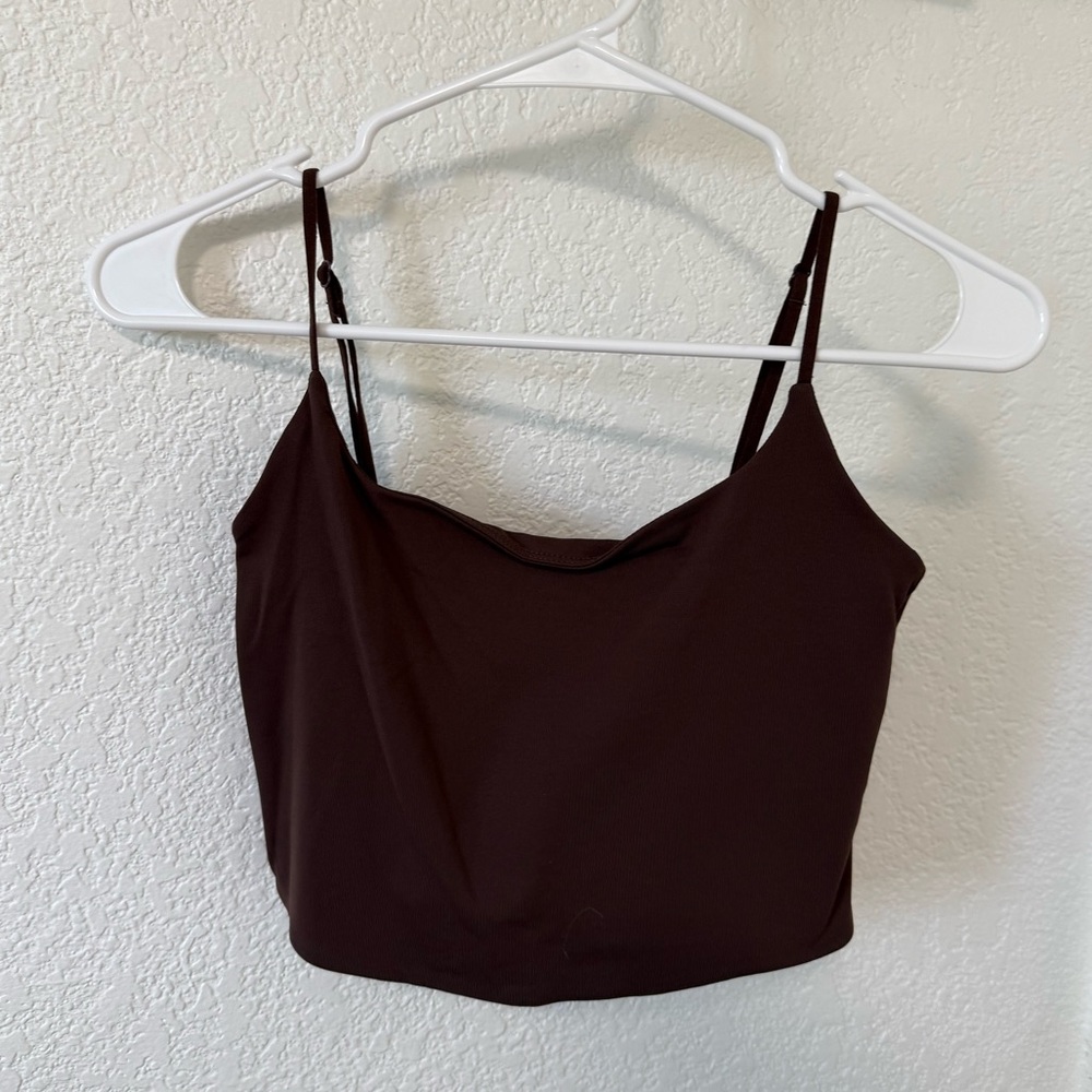 Babaton Contour Crop Squareneck Cami Tank in Coffee Bean